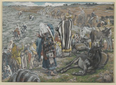 Při návratu z Jeruzaléma je vidět, že Ježíš je ztracen, ilustrace ze Života našeho Pána Ježíše Krista (wc přes grafit na papíře) od James Jacques Joseph Tissot
