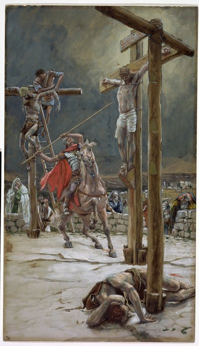 Jeden z vojáků s kopím probodnutým v boku, ilustrace pro The Life of Christ, c.1886-94 (wc & kvaš na kartonu) od James Jacques Joseph Tissot
