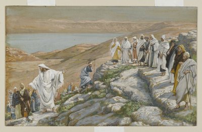 Vysvěcení dvanácti apoštolů, ilustrace ze Života našeho Pána Ježíše Krista (wc přes grafit na papíře) od James Jacques Joseph Tissot