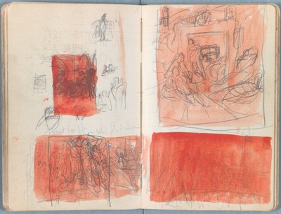 Stránky z alba Sketches for The Life of Our Lord Jesus Christ, pozdní 80. léta 19. století (grafit a praní na papíře) od James Jacques Joseph Tissot