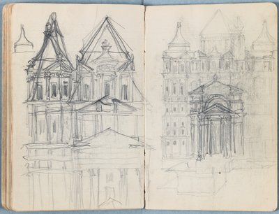 Stránky z alba Sketches for The Life of Our Lord Jesus Christ, pozdní 80. léta 19. století (grafit a praní na papíře) od James Jacques Joseph Tissot