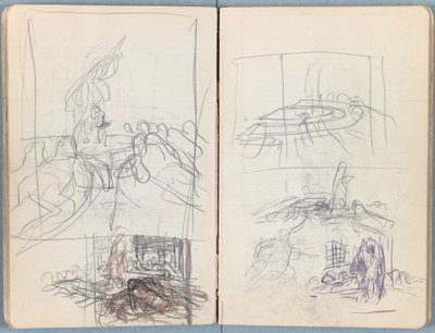 Stránky z alba Sketches for The Life of Our Lord Jesus Christ, pozdní 80. léta 19. století (grafit a praní na papíře) od James Jacques Joseph Tissot