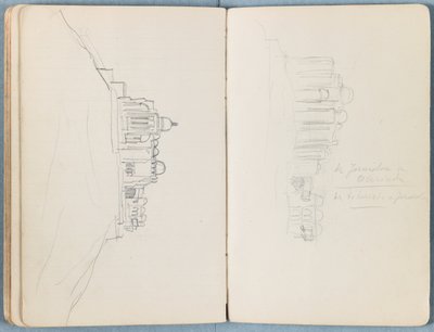 Stránky z alba Sketches for The Life of Our Lord Jesus Christ, pozdní 80. léta 19. století (grafit a praní na papíře) od James Jacques Joseph Tissot