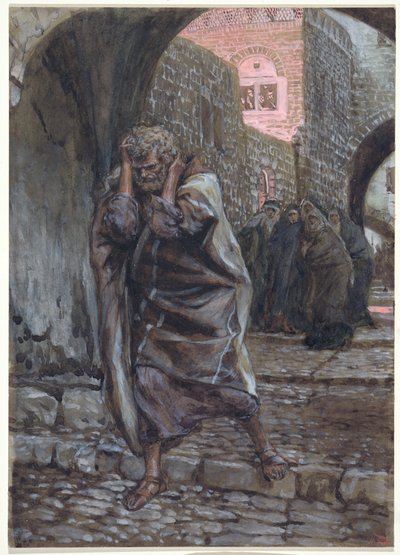 Peter šel ven a hořce plakal, ilustrace pro The Life of Christ, c.1886-94 (wc & kvaš na kartonu) od James Jacques Joseph Tissot