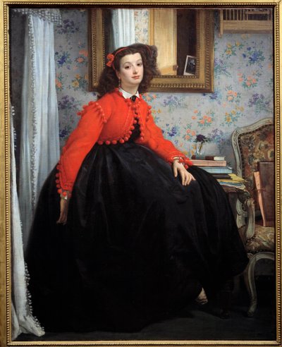 Celovečerní portrét mademoiselle L. L. nebo mladé dívky v červeném saku Obraz Jacques Joseph (Jacques-Joseph) Tissot dit James Tissot (1836-1902) 1864 Sun. 1,24 x 0,99 m Paříž, muzeum Orsay od James Jacques Joseph Tissot