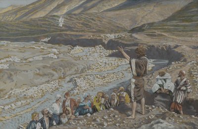 Svatý Jan Křtitel vidí Ježíše z dálky, ilustrace ze Života našeho Pána Ježíše Krista (wc přes grafit na papíře) od James Jacques Joseph Tissot