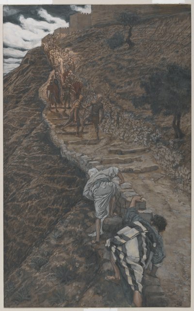 Svatý Petr a svatý Jan následují z dálky, ilustrace ze Života našeho Pána Ježíše Krista, 1886-94 (wc přes grafit na papíře) od James Jacques Joseph Tissot
