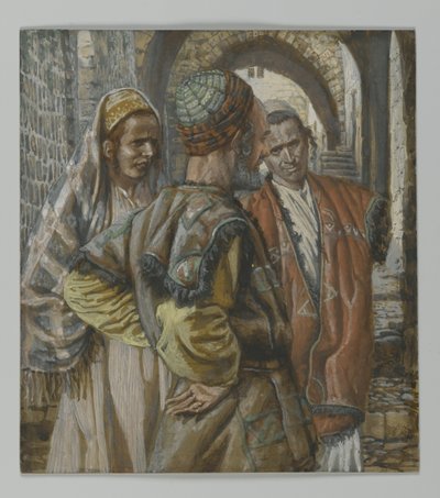 Šimon Kyrénský a jeho dva synové Alexandr a Rufus, ilustrace ze Života našeho Pána Ježíše Krista, 1886-94 (wc přes grafit na papíře) od James Jacques Joseph Tissot