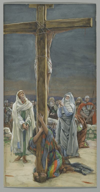 Stabat Mater. Žena, hleď na svého syna, ilustrace pro Život Krista, kolem 1884-96 (wc a kvaš na kartonu) od James Jacques Joseph Tissot