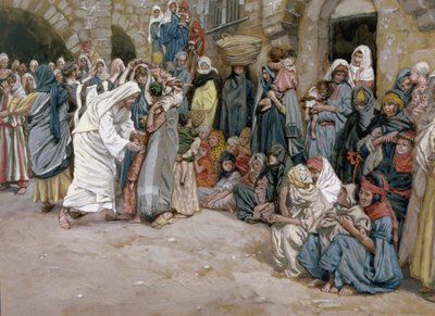 Nechte malé děti přijít ke mně, ilustrace k The life of Christ, c.1886-96 (kvaš na kartonu) od James Jacques Joseph Tissot