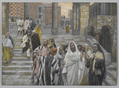 Učedníci obdivují budovy chrámu, ilustrace ze Života našeho Pána Ježíše Krista, 1886-94 (wc přes grafit na papíře) od James Jacques Joseph Tissot