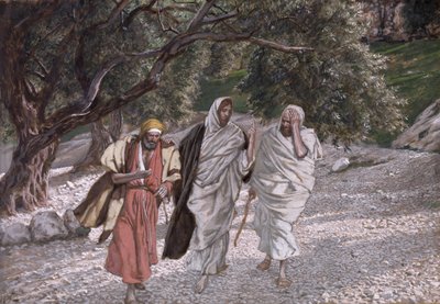 Učedníci na cestě do Emauz, ilustrace k The Life of Christ, c.1884-96 (wc & kvaš na kartonu) od James Jacques Joseph Tissot