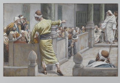 Uzdravený slepec vypráví svůj příběh Židům, ilustrace ze Života našeho Pána Ježíše Krista, 1886-96 (wc přes grafit na papíře) od James Jacques Joseph Tissot