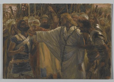 The Healing of Malchus, ilustrace ze Života našeho Pána Ježíše Krista, 1886-94 (wc přes grafit na papíře) od James Jacques Joseph Tissot