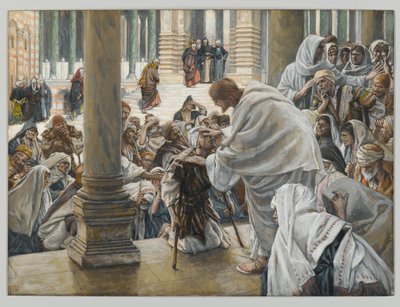 Uzdravení chromého v chrámu, ilustrace pro Život Krista, cca 1886-94 (wc a kvaš na kartonu) od James Jacques Joseph Tissot