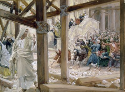 Židé vzali kameny, aby na něj vrhli, ilustrace pro Život Krista kolem roku 1886-96 (kvaš na kartonu) od James Jacques Joseph Tissot