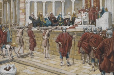 The Judgment on the Gabbatha, ilustrace ze Života našeho Pána Ježíše Krista, 1886-94 (wc přes grafit na papíře) od James Jacques Joseph Tissot