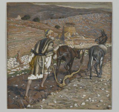 Muž u pluhu, ilustrace ze Života našeho Pána Ježíše Krista (wc přes grafit na papíře) od James Jacques Joseph Tissot