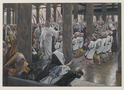 Procesí v chrámu, ilustrace ze Života našeho Pána Ježíše Krista, 1886-94 (wc přes grafit na papíře) od James Jacques Joseph Tissot