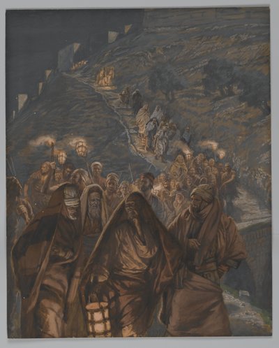 Jidášův průvod, ilustrace ze Života našeho Pána Ježíše Krista, 1886-94 (wc přes grafit na papíře) od James Jacques Joseph Tissot