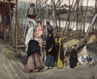 The Sojourn, Egypt, ilustrace pro The Life of Christ, c.1886-94 (wc & kvaš na kartonu) od James Jacques Joseph Tissot