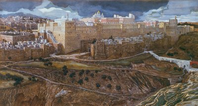 Herodův chrám v době našich pánů, cca 1886-96 (kvaš na kartonu) (viz také 182200) od James Jacques Joseph Tissot