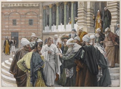 The Tribute Money, ilustrace ze Života našeho Pána Ježíše Krista, 1886-94 (wc přes grafit na papíře) od James Jacques Joseph Tissot