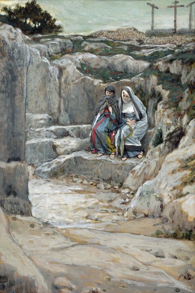 The Two Marys Watch the Tomb, ilustrace pro The Life of Christ, c.1886-94 (wc & kvaš na kartonu) od James Jacques Joseph Tissot