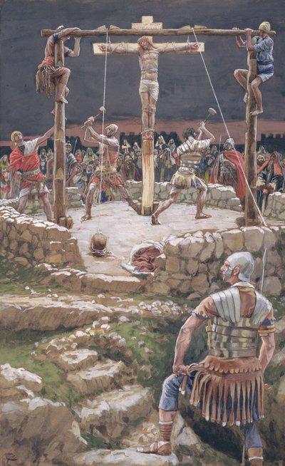 Klínování kříže, ilustrace pro The Life of Christ, c.1886-94 (wc & kvaš na kartonu) od James Jacques Joseph Tissot