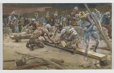 Hřebík pro nohy, ilustrace ze Života našeho Pána Ježíše Krista, 1886-94 (wc přes grafit na papíře) od James Jacques Joseph Tissot