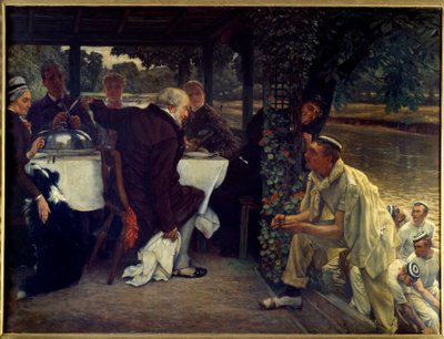 Návrat marnotratného syna: tlusté tele Moderní adaptace podobenství o návratu marnotratného dítěte ke svému kajícímu otci. Obraz Jacques Joseph (Jacques-Joseph) Tissot dit James Tissot (1836-1902) 1880 Sun. 1x1,3 m Nantes, musee des Beaux od James Jacques Joseph Tissot