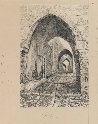 Via Dolorosa, Jeruzalém, ilustrace ze Života našeho Pána Ježíše Krista (inkoust a grafit na papíře) od James Jacques Joseph Tissot