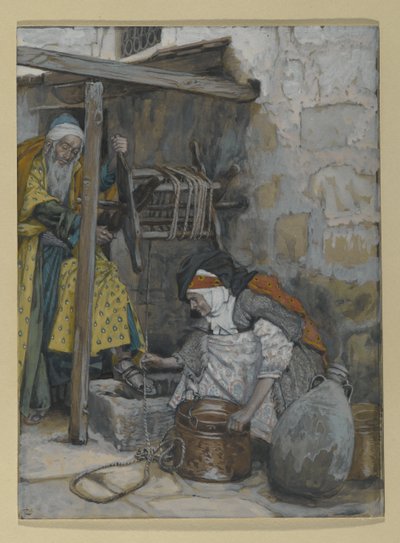 Zacharias and Elizabeth, ilustrace pro The Life of Christ, c.1886-94 (wc & kvaš na kartonu) od James Jacques Joseph Tissot