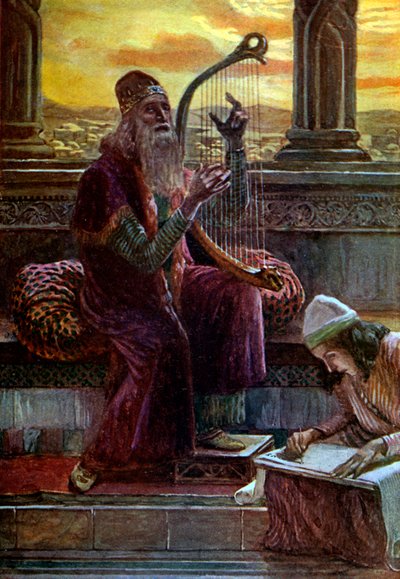 David zpívá J James Tissot - Bible od James Jacques Joseph after Tissot