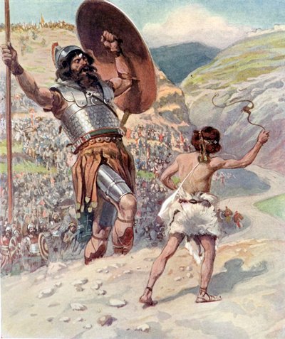 David plácá kámen od J James Tissot - Bible od James Jacques Joseph after Tissot