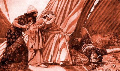 Jael ukazuje Baraka Siseru ležícího mrtvého - Bible od James Jacques Joseph after Tissot