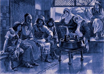Job a jeho rodina od J James Tissot - Bible od James Jacques Joseph after Tissot