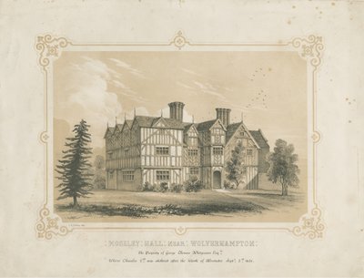 Bushbury - Moseley Old Hall: litografie a [? 18. století] od James Kellaway Colling