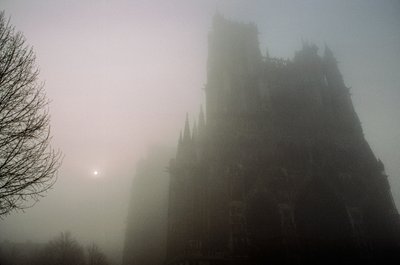 Pohled na katedrálu Notre-Dame v Amiens v ranní mlze. KATEDRÁLA NOTRE-DAME, AMIENS,... od James L Stanfield