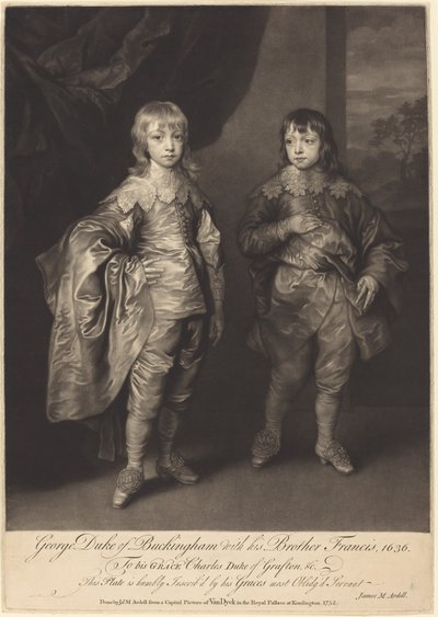 George Duke of Buckingham se svým bratrem Francisem od James MacArdell after Sir Anthony van Dyck