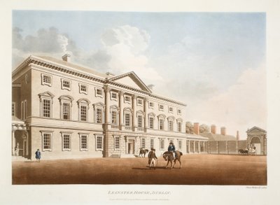 Leinster House, Dublin, 1792 (ručně kolorovaná rytina) od James Malton