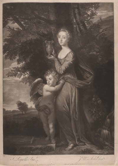 Slečna Gravile (Frances Anne Greville a její bratr jako "Hebe a Cupid" od James McArdell