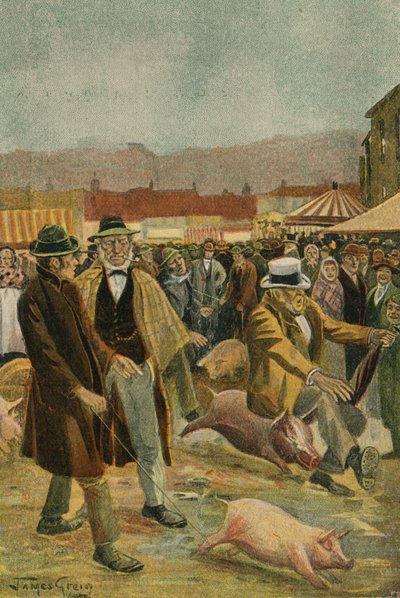 Irský veletrh prasat (barevná litografie) od James McGavin Greig