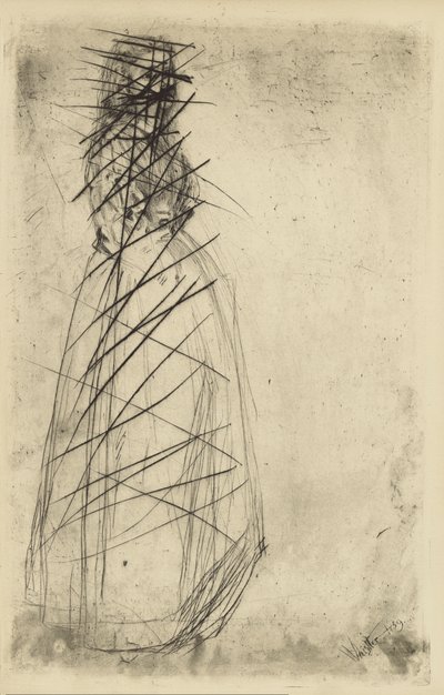[76] Otisky ze zrušených desek Whistler - Fumette Standing. od James Abbott McNeill Whistler