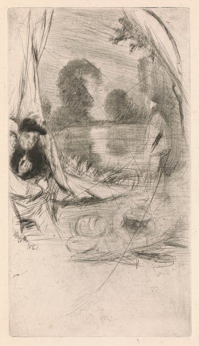[76] Dojmy ze zrušených desek od Whistlera - The Model Resting. od James Abbott McNeill Whistler