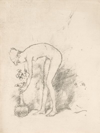 Nahá modelka aranžování květin od James Abbott McNeill Whistler