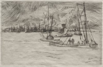 Amsterdam z pohledu Tolhuisu od James McNeill Whistler