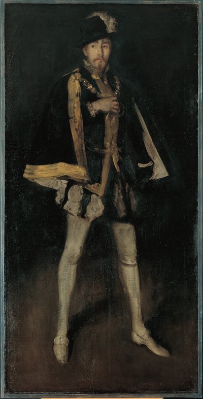 Kompozice v černé, č. 3: Sir Henry Irving jako Filip II. Španělský od James McNeill Whistler