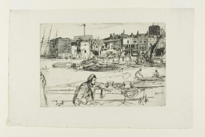 Black Lion Wharf, ze série šestnácti leptů scén na Temži ("Temžský set") od James Abbott McNeill Whistler