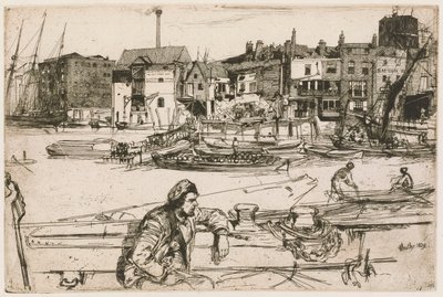 Přístaviště černých lvů, ze souboru Temže (Série šestnácti leptů scén na Temži a dalších témat) od James Abbott McNeill Whistler